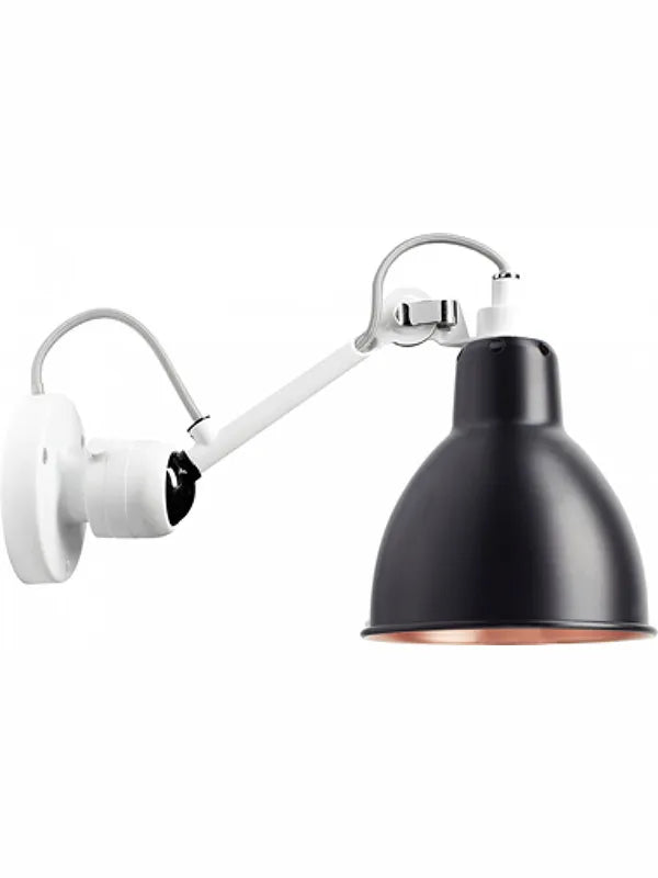 Nr. 304 væglampe fra Lampe Gras - Hvidt stel / Sort-kobber inderside - Jacobsen Plus