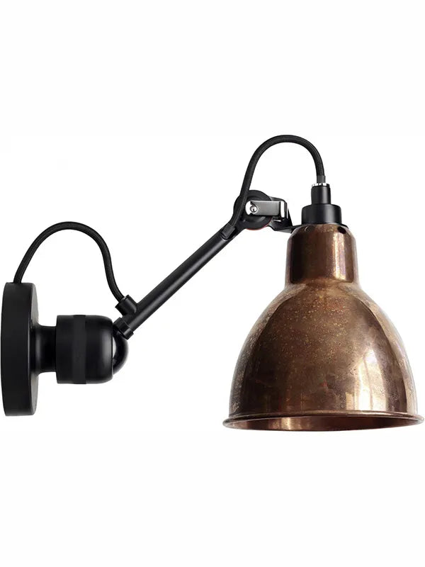 Nr. 304 væglampe fra Lampe Gras - Sort stel / Rå kobber - Jacobsen Plus