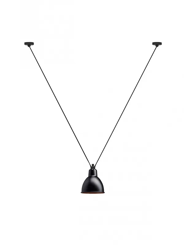 Nr. 323L Loftlampe fra Lampe Gras - Sort-kobber inders. - rund skærm - Jacobsen Plus