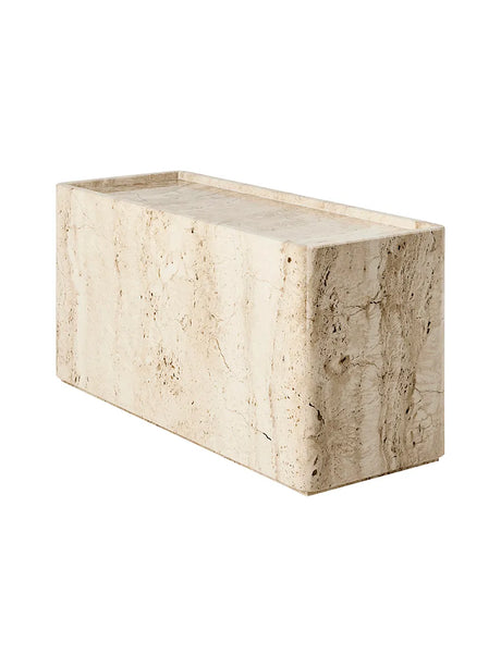 Pietra Side Table, 30 x 80 cm fra GUBI - Neutral White Travertine - Jacobsen Plus