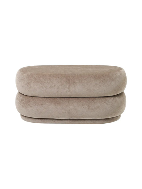 Pouf Oval, faded velvet fra Ferm Living - Beige - Jacobsen Plus