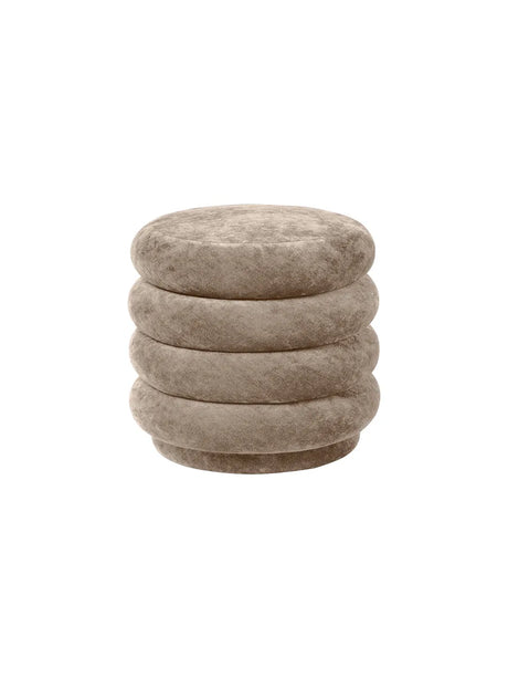 Pouf Round, faded velvet fra Ferm living - Beige - Jacobsen Plus