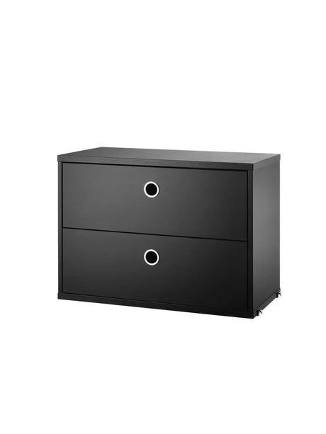 Modul m. To Skuffer, B58 fra String - Sortlakeret ask - Jacobsen Plus