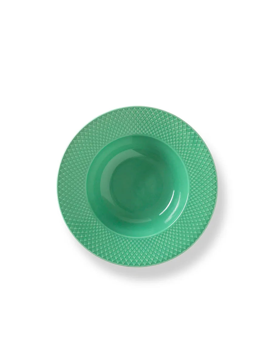 Rhombe dyb tallerken, grøn Ø24,5 cm fra Lyngby Porcelæn - 1 - Jacobsen Plus
