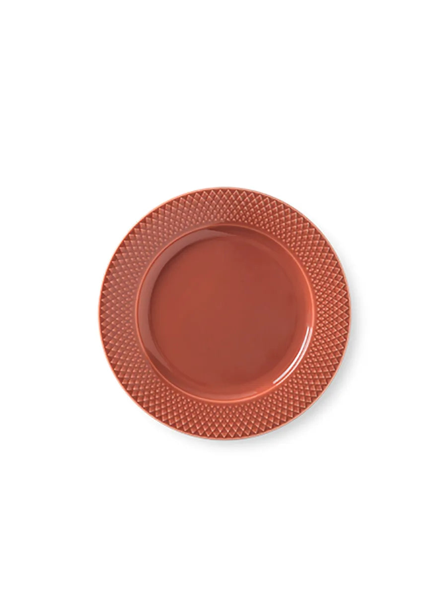 Rhombe tallerken, terracotta Ø23 cm fra Lyngby Porcelæn - 1 - Jacobsen Plus