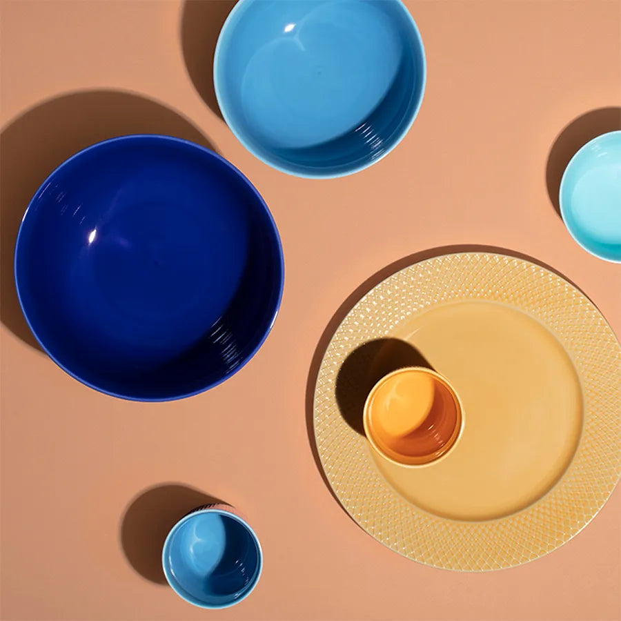 Rhombe skål, mørk blå Ø22 cm fra Lyngby Porcelæn