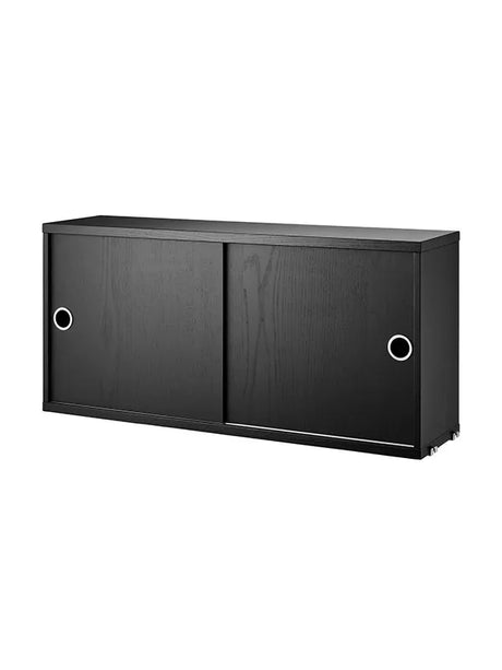 Skab m. Skydelåger fra String - Sortlakeret ask / B: 78 x D: 20 x H: 37 cm - Jacobsen Plus