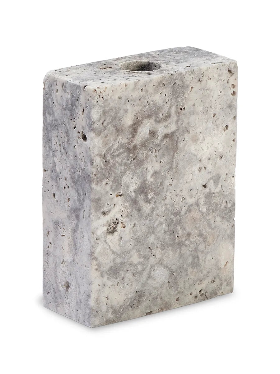 Epode Lysestage 8,5 cm, travertin silver fra Wabi Sabi Nordic - 1 - Jacobsen Plus