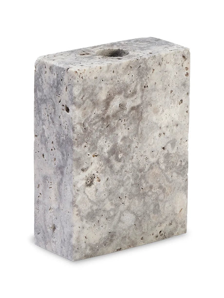 Epode Lysestage 8,5 cm, travertin silver fra Wabi Sabi Nordic - 1 - Jacobsen Plus