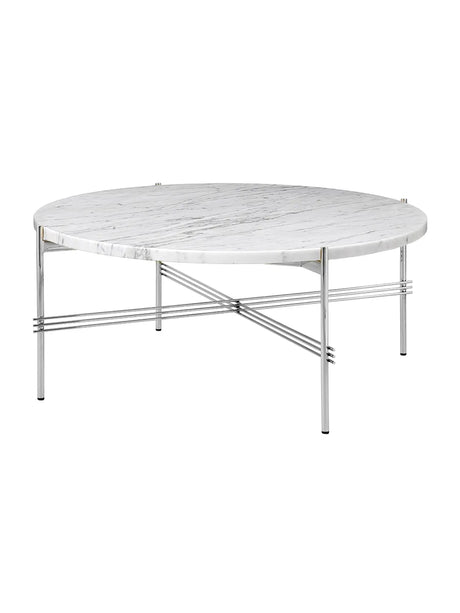 Gamfratesi TS Bord Ø80 fra GUBI - Hvid - Poleret stål - Jacobsen Plus