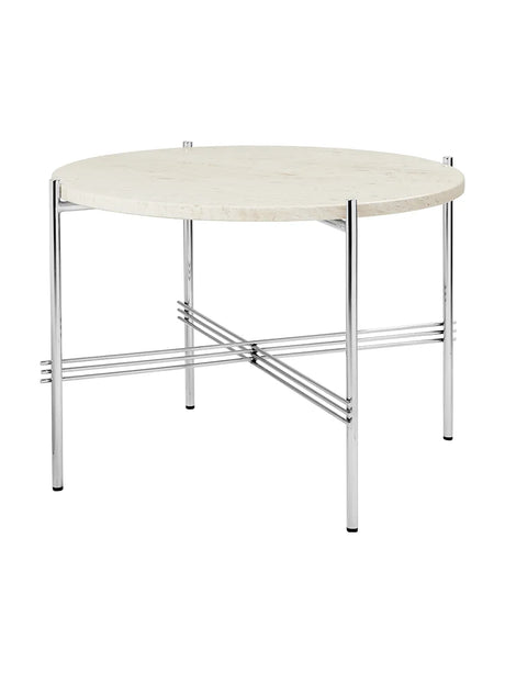 Gamfratesi TS Bord Ø55 fra GUBI - Travertine - Poleret stål - Jacobsen Plus