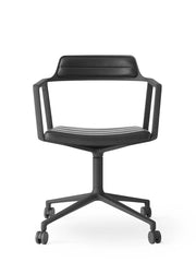 VIPP452 Swivel Chair m/sort stel & hjul, sort læder fra Vipp