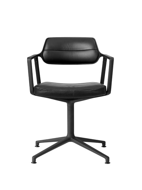 VIPP453 Swivel Chair fra Vipp - Sort læder/sort stel - Jacobsen Plus