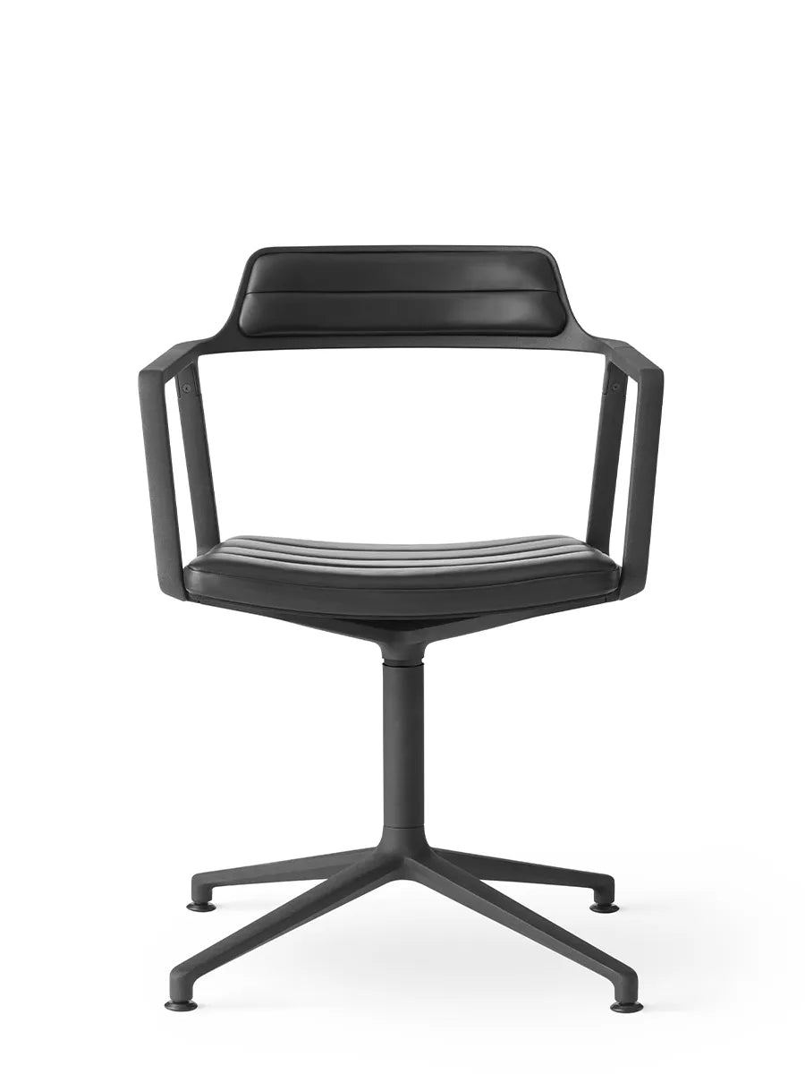 VIPP452 Swivel Chair m/sort stel, sort læder fra Vipp