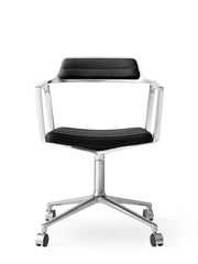VIPP452 Swivel Chair m/hjul, sort læder fra Vipp