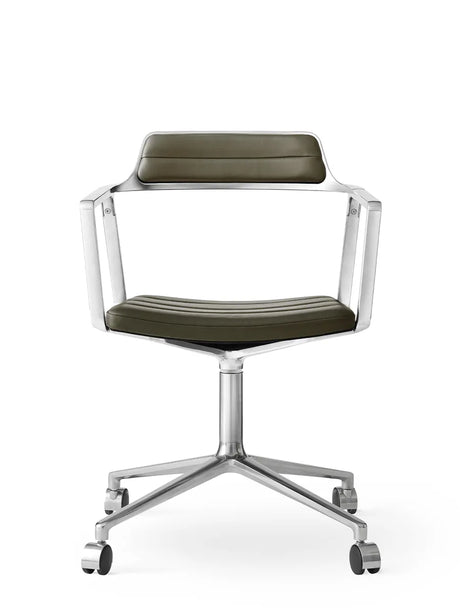 VIPP452 Swivel Chair m/hjul, bosco grøn læder fra Vipp - 1 - Jacobsen Plus