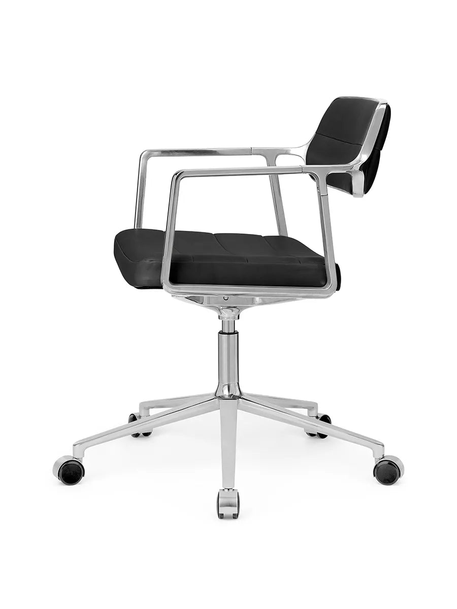 VIPP453 Swivel+ Chair m/hjul, sort læder fra Vipp - 4 - Jacobsen Plus