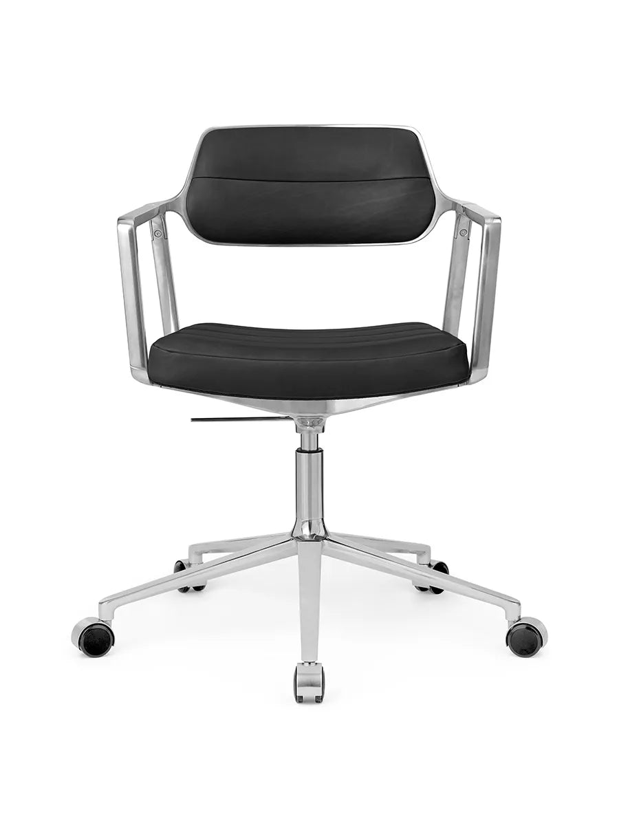 VIPP453 Swivel+ Chair m/hjul, sort læder fra Vipp - 1 - Jacobsen Plus