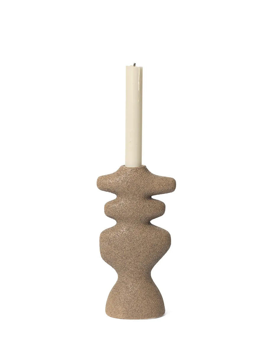 Yara Candle Holder Large, dark sand fra Ferm Living - 1 - Jacobsen Plus