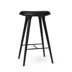 High Stool, sort bøg, sort Ultra læder, 74 cm, høj barstol fra Mater