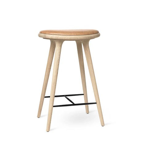High Stool, sæbebehandlet eg, Pista Sand læder, 69 cm, lav barstol fra Mater - 1 - Jacobsen Plus