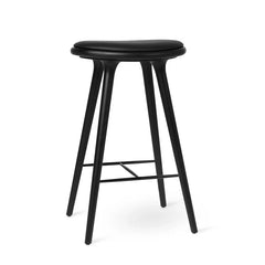 High Stool, sortbejdset egetræ, sort Ultra læder, 74 cm, høj barstol fra Mater