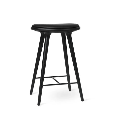 High Stool, sortbejdset eg, sort Ultra læder, 69 cm, lav barstol fra Mater - 1 - Jacobsen Plus