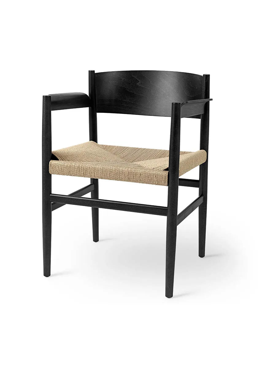 Nestor armstol, sort bøg med natur flet fra Mater