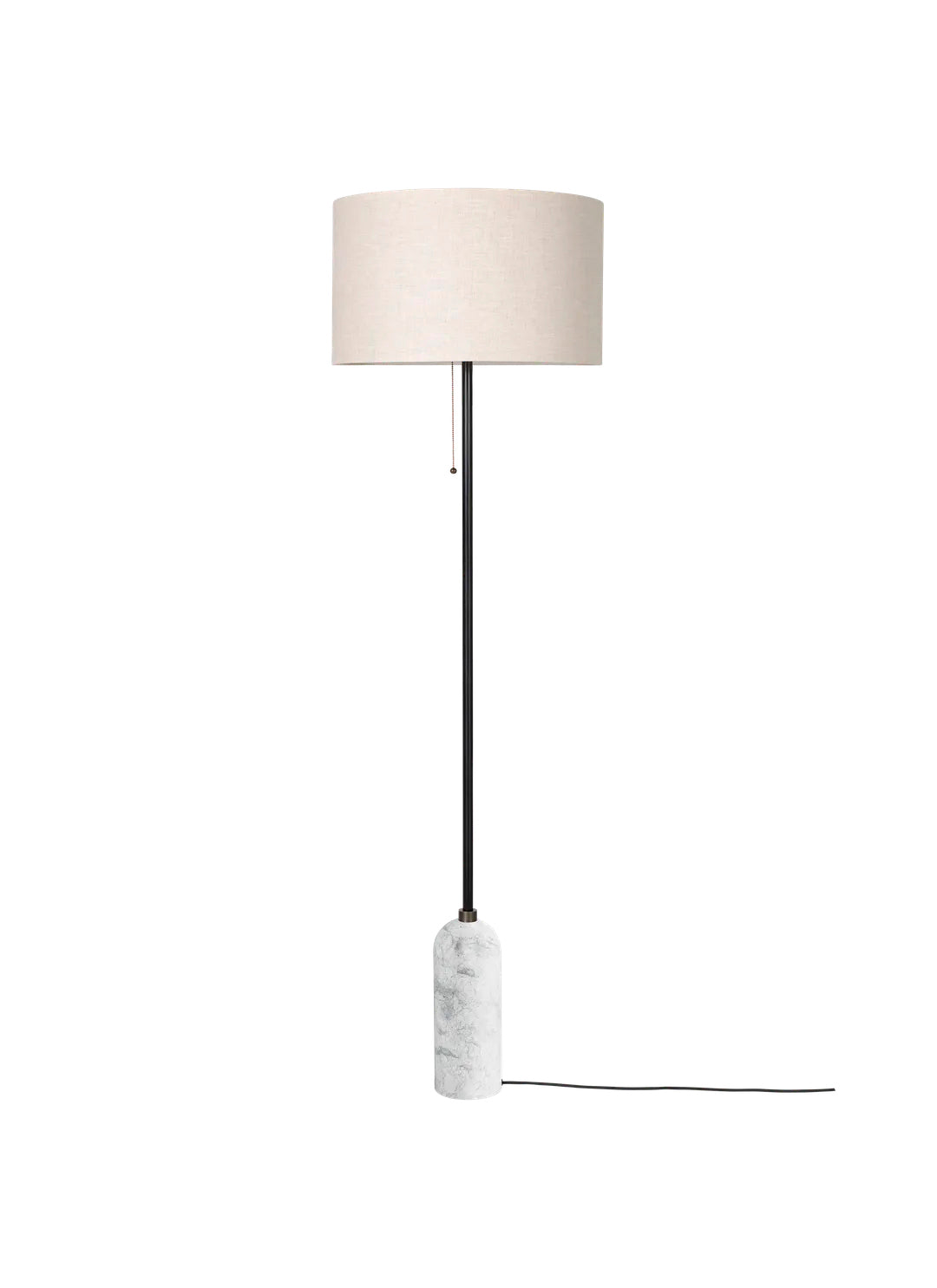 Gravity Gulvlampe, canvas skærm fra GUBI - Hvid marmor - Jacobsen Plus