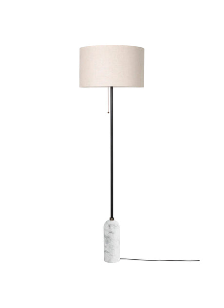 Gravity Gulvlampe, canvas skærm fra GUBI - Hvid marmor - Jacobsen Plus