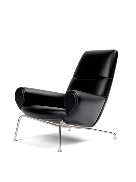 Queen Lænestol af Hans J. Wegner - Hallingdal 116 tekstil med keder i Max 95 Cognac læder - Jacobsen Plus