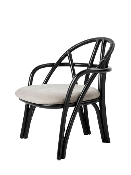 Bistra Lounge Chair fra GUBI - Ebony Painted Rattan / Fustagno 001 - Jacobsen Plus