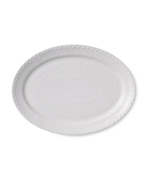 Royal Copenhagen Hvid Halvblonde, oval tallerken 28 cm - 1 - Jacobsen Plus