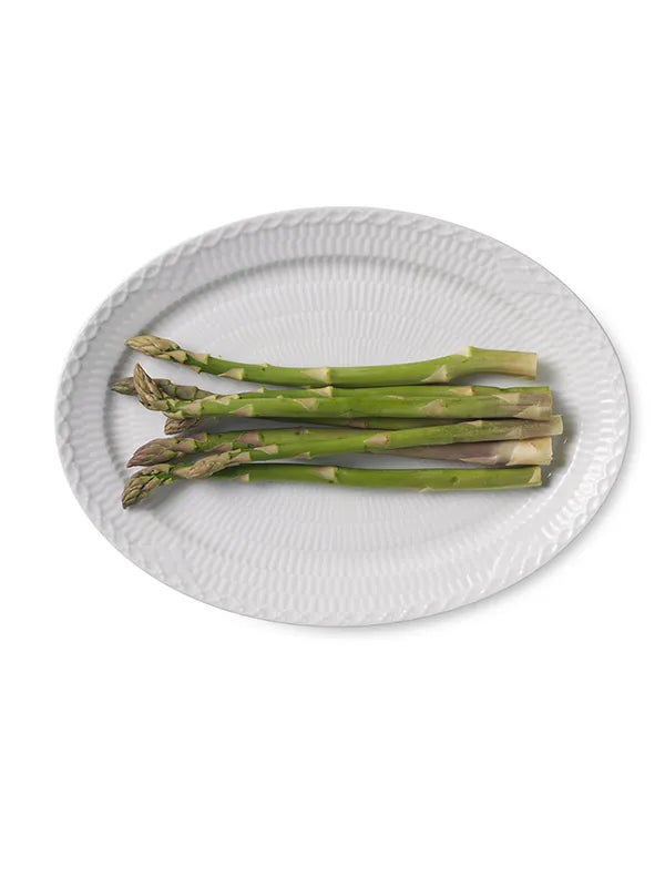 Royal Copenhagen Hvid Halvblonde, oval tallerken 28 cm