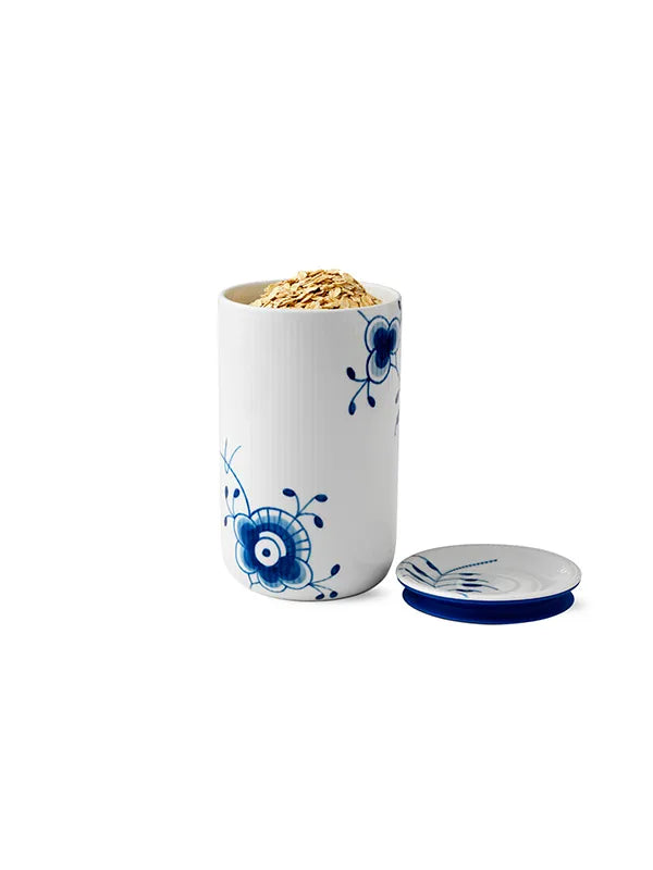 Royal Copenhagen Blå Mega Riflet, opbevaringskrukke stor