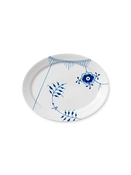 Royal Copenhagen Blå Mega Riflet, oval tallerken 34 cm - 1 - Jacobsen Plus