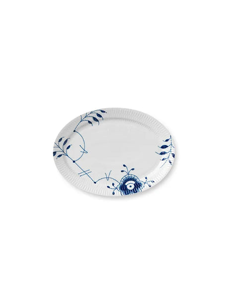 Royal Copenhagen Blå Mega Riflet, oval tallerken 28 cm - 1 - Jacobsen Plus