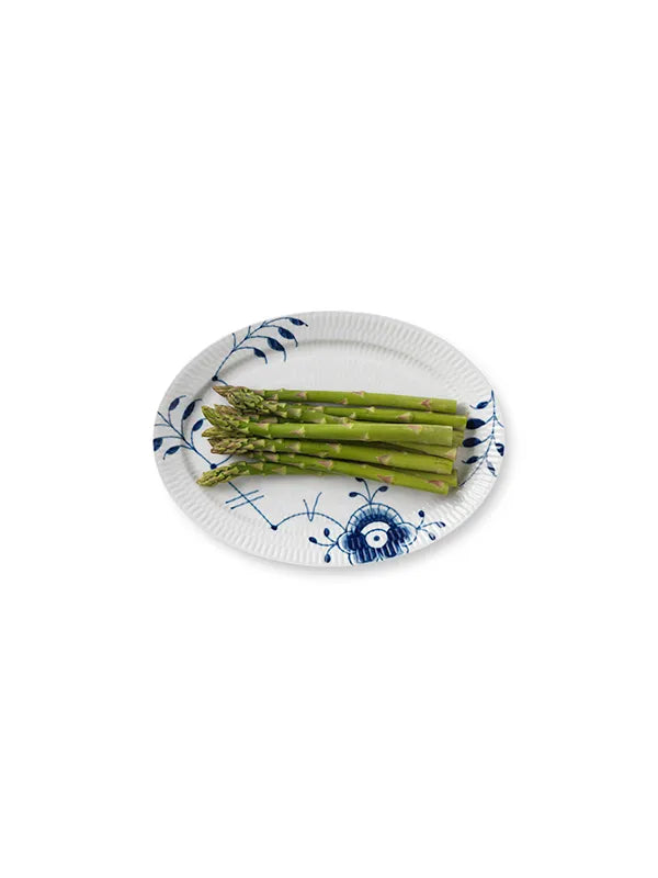 Royal Copenhagen Blå Mega Riflet, oval tallerken 28 cm - 2 - Jacobsen Plus
