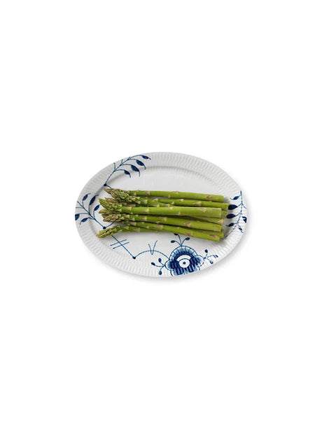 Royal Copenhagen Blå Mega Riflet, oval tallerken 28 cm - 2 - Jacobsen Plus