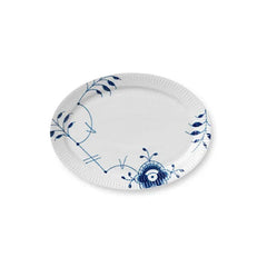 Royal Copenhagen Blå Mega Riflet, oval tallerken 28 cm