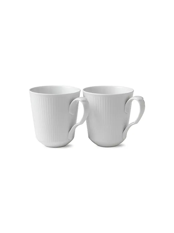 Royal Copenhagen Hvid Riflet, 2-pak krus 37 cl
