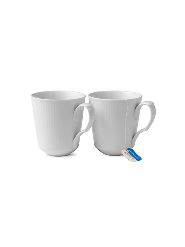 Royal Copenhagen Hvid Riflet, 2-pak krus 37 cl