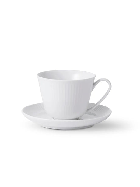 Royal Copenhagen Hvid Riflet, kop og underkop 24 cl - 1 - Jacobsen Plus