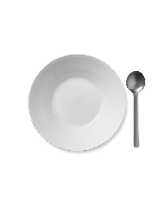 Royal Copenhagen Hvid Riflet, dyb tallerken 24 cm