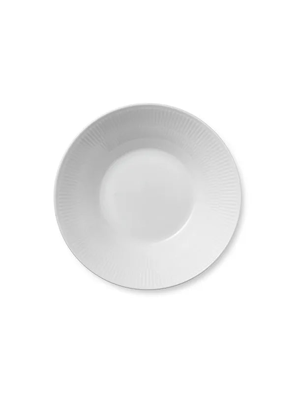 Royal Copenhagen Hvid Riflet, dyb tallerken 24 cm