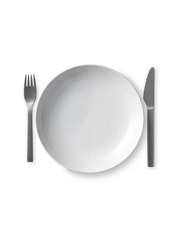Royal Copenhagen Hvid Riflet, moderne tallerken 25 cm