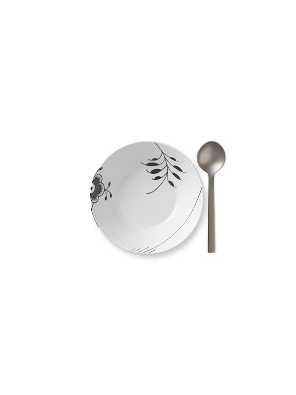Royal Copenhagen Sort Mega Riflet, dyb tallerken 17 cm