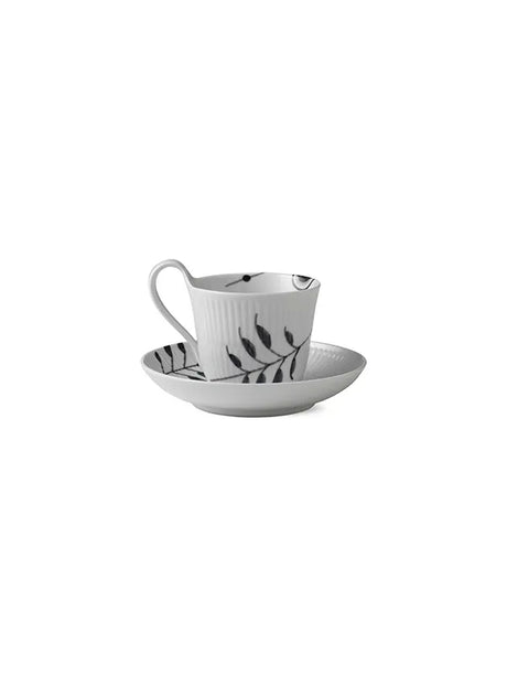 Royal Copenhagen Sort Mega Riflet, højhankskop med underkop 25 cl - 4 - Jacobsen Plus
