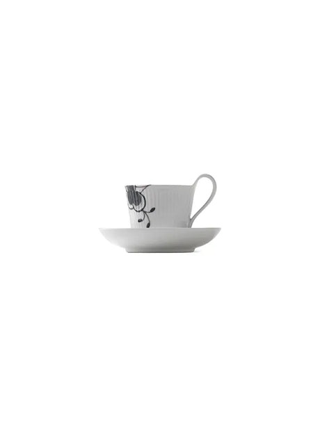 Royal Copenhagen Sort Mega Riflet, højhankskop med underkop 25 cl - 2 - Jacobsen Plus