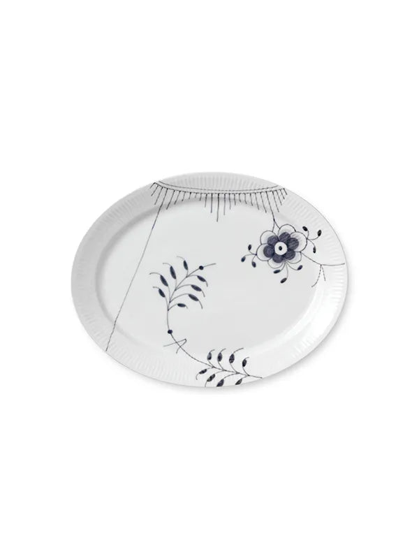 Royal Copenhagen Sort Mega Riflet, oval tallerken 34 cm - 1 - Jacobsen Plus